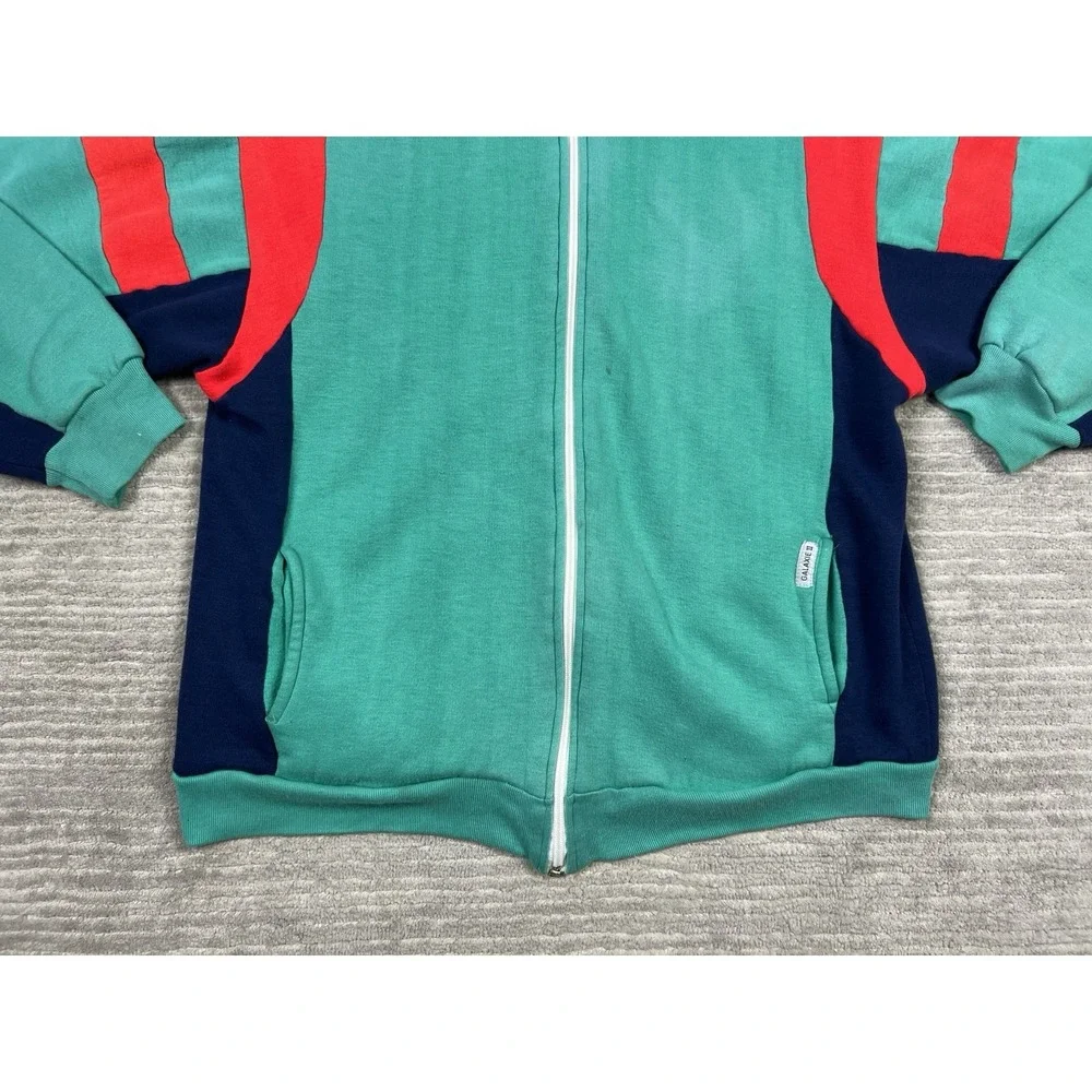 Galaxie II Track Sweater Mens Large Green Vintage 80s Full‎ Zip Acrylic
